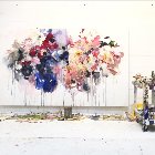 Bobbie Burgers Flowers Floating Through painting